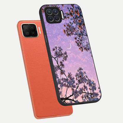  Purple Serenity Moon phone case For Oppo F17 showing premium glass back cover with detailed artwork