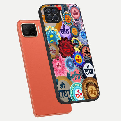  Radha Divine Bloom phone case For Oppo F17 showing premium glass back cover with detailed artwork