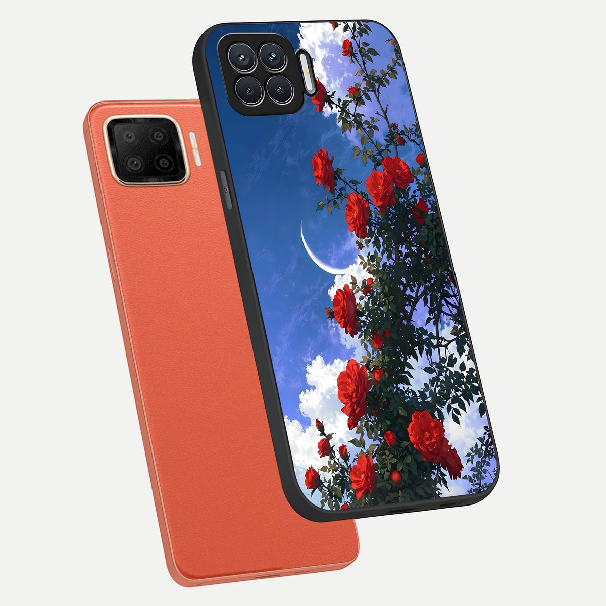  Rose Drift Flowers phone case For Oppo F17 showing premium glass back cover with detailed artwork