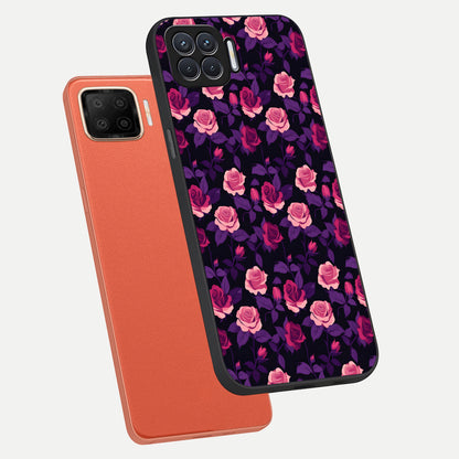  Rose Garden Twilight phone case For Oppo F17 showing premium glass back cover with detailed artwork