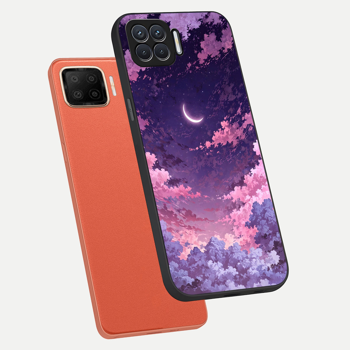  Sky Drift Clouds phone case For Oppo F17 showing premium glass back cover with detailed artwork
