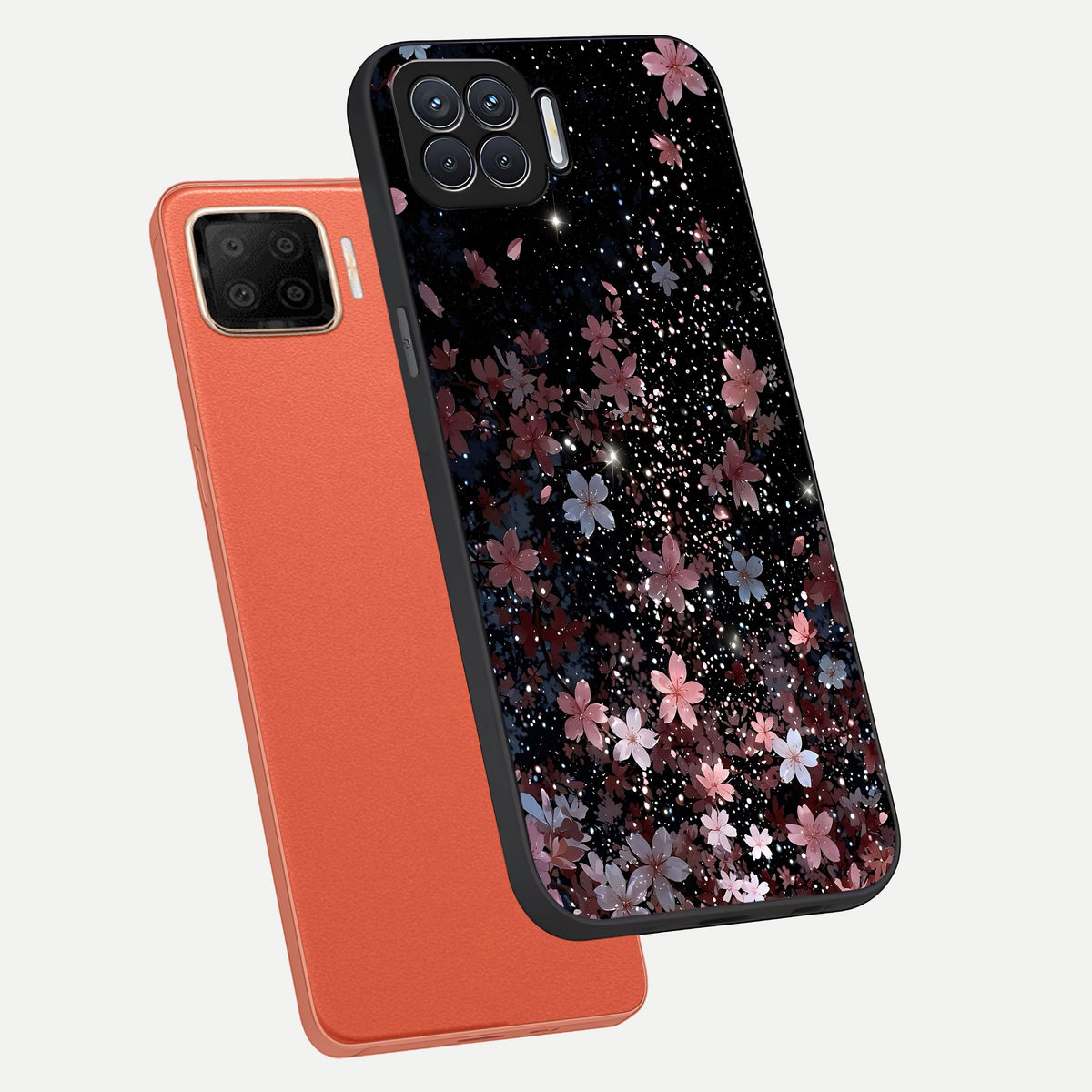  Starlit Flower Dreams phone case For Oppo F17 showing premium glass back cover with detailed artwork
