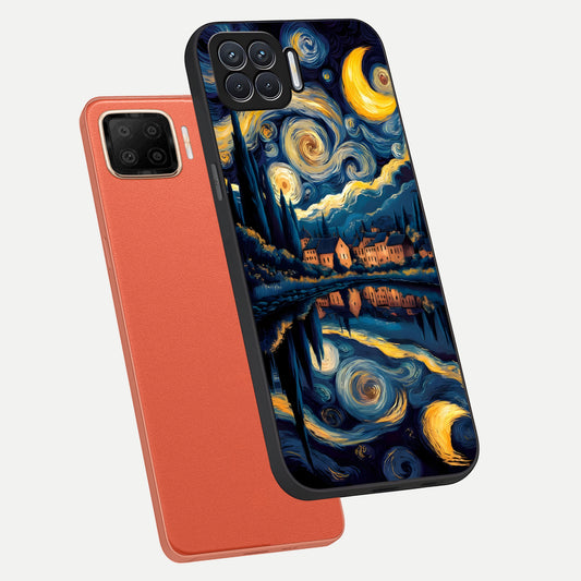  Starry Sky Serenity phone case For Oppo F17 showing premium glass back cover with detailed artwork