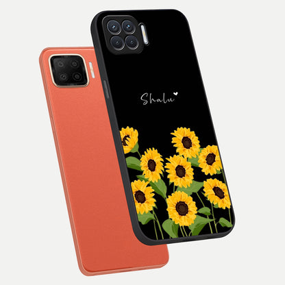  Sunflower Sky Bloom phone case For Oppo F17 showing premium glass back cover with detailed artwork