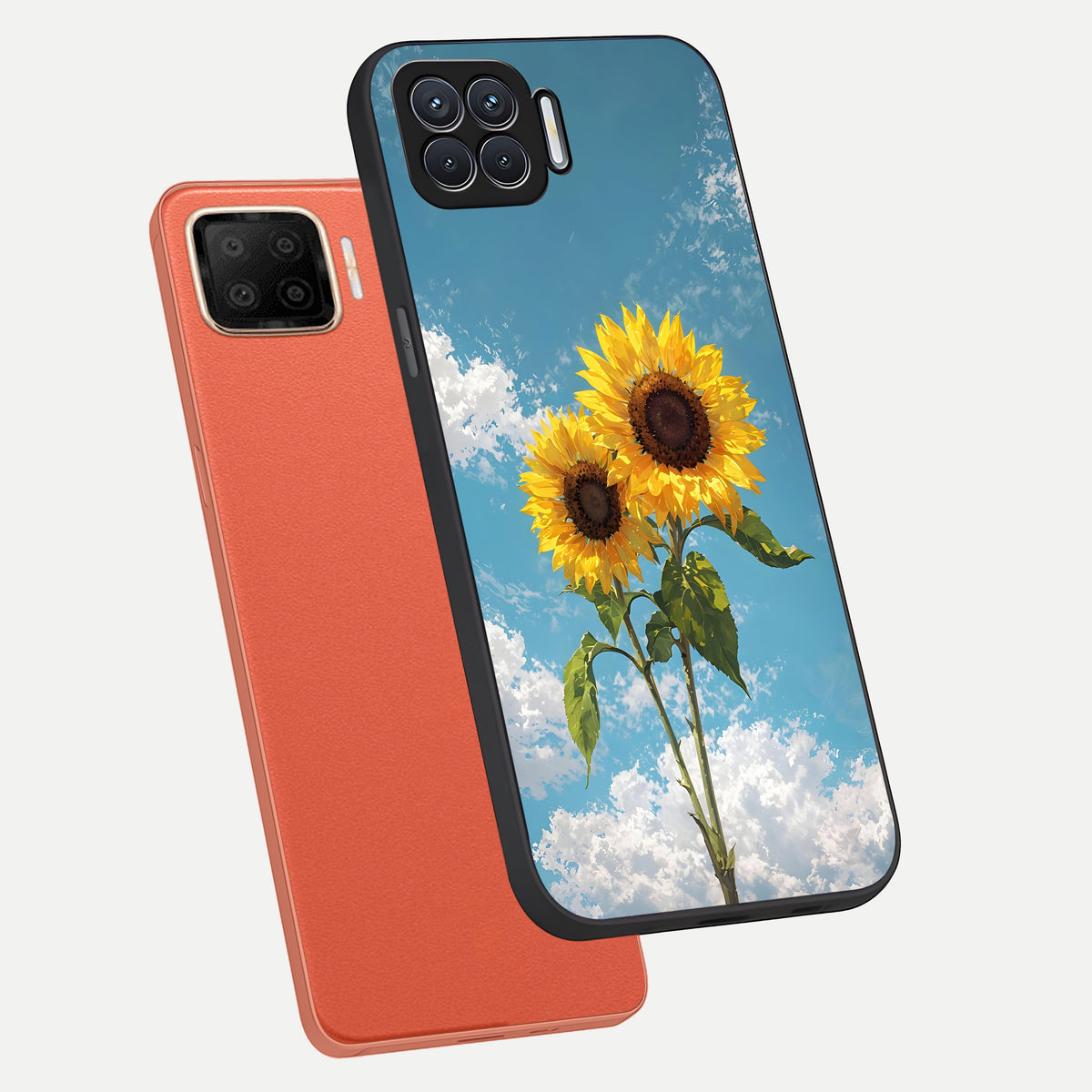  Sunlit Daisy Glow phone case For Oppo F17 showing premium glass back cover with detailed artwork