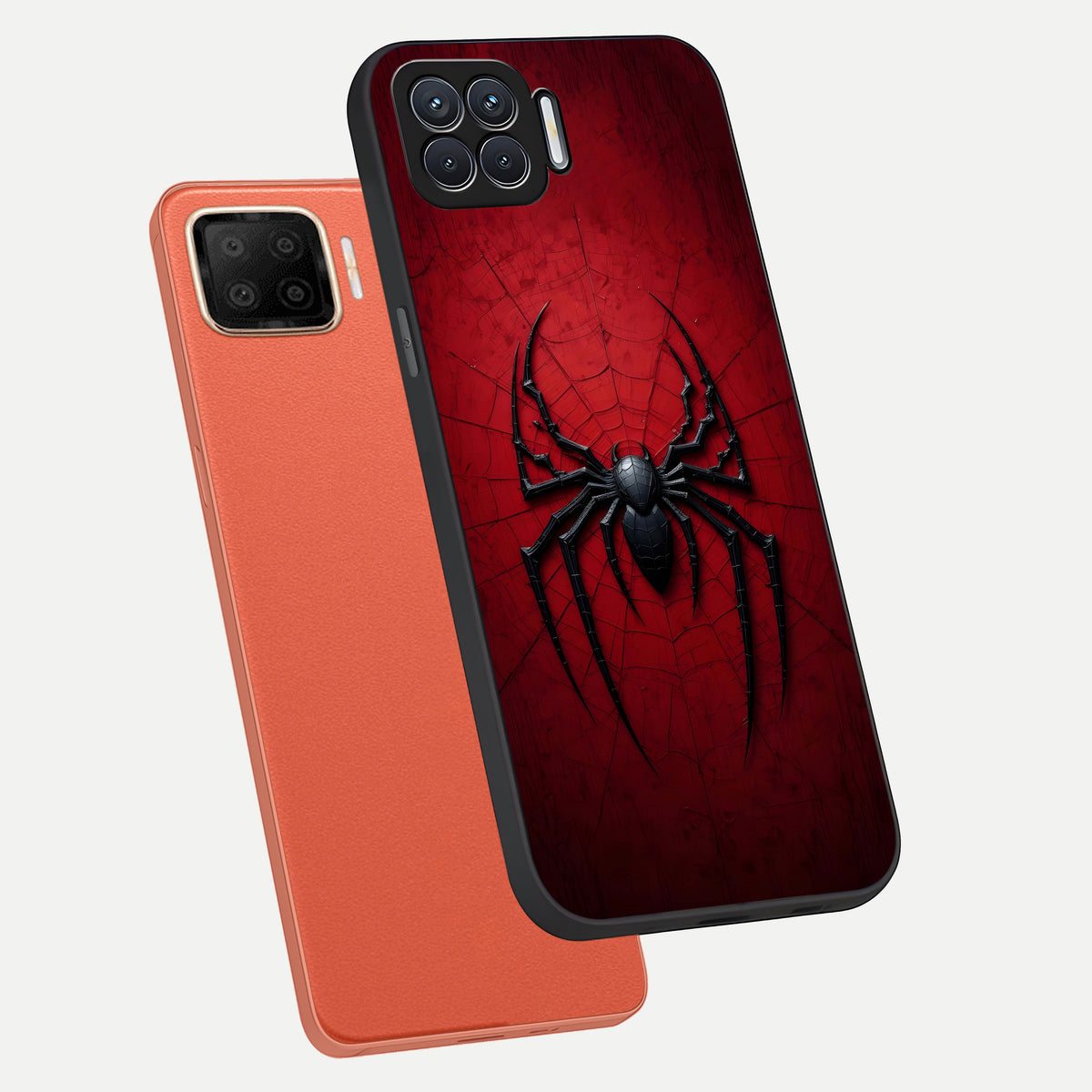  Superhero Web Emblem phone case For Oppo F17 showing premium glass back cover with detailed artwork