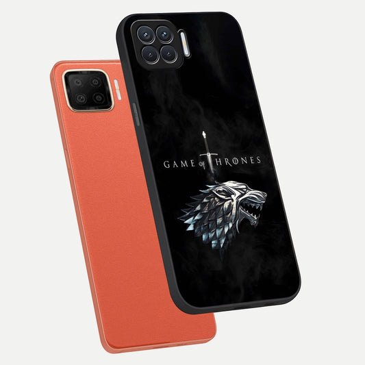  Throne Wolf Legacy phone case For Oppo F17 showing premium glass back cover with detailed artwork