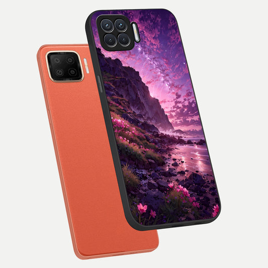  Twilight Blossom Coast phone case For Oppo F17 showing premium glass back cover with detailed artwork