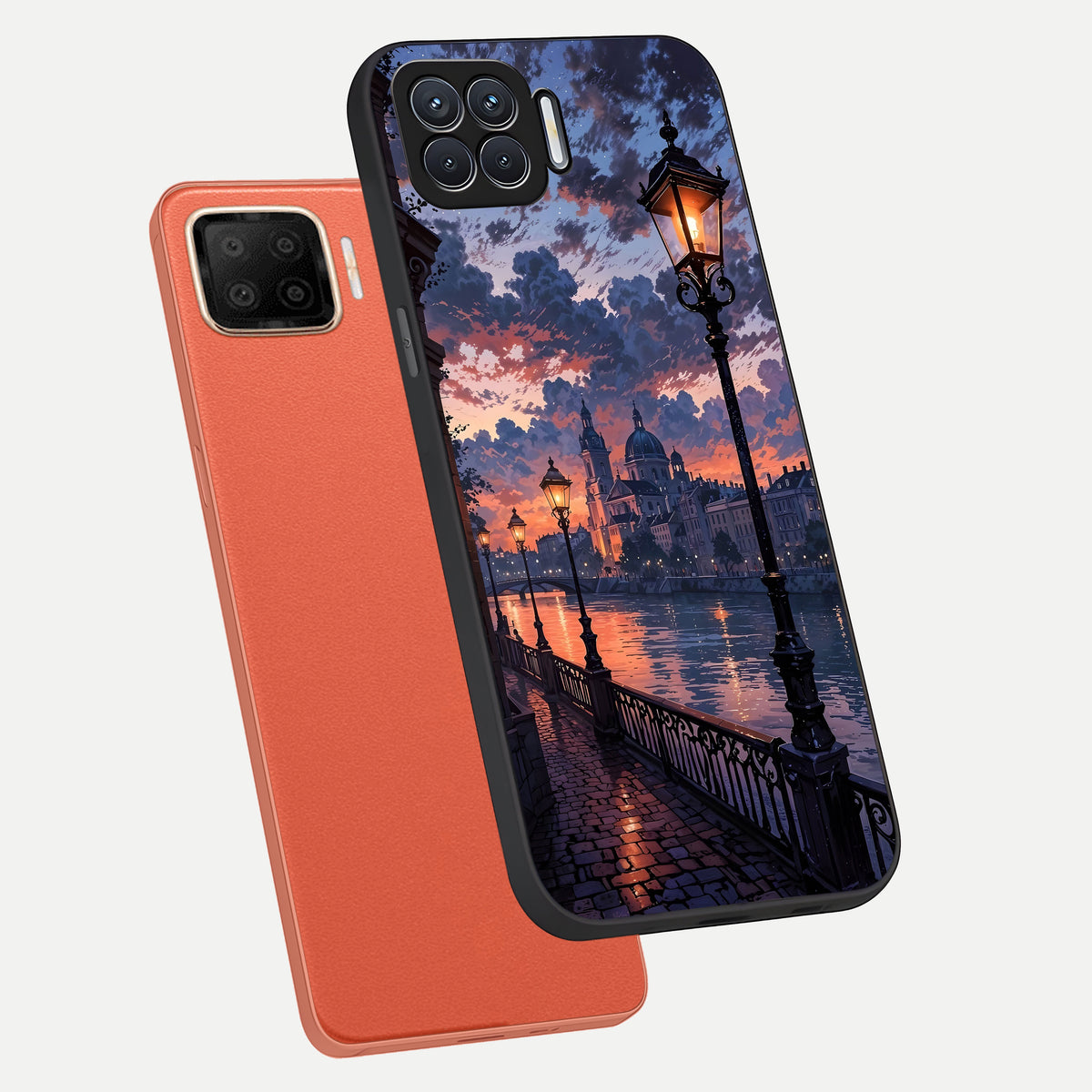  Twilight River Lights phone case For Oppo F17 showing premium glass back cover with detailed artwork