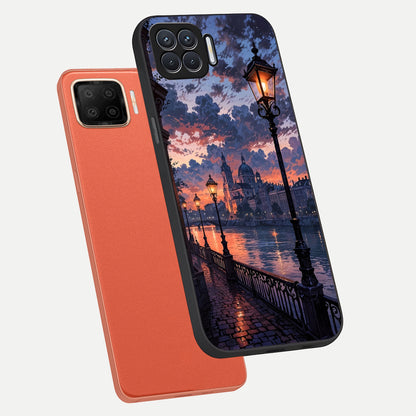  Twilight River Lights phone case For Oppo F17 showing premium glass back cover with detailed artwork