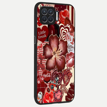  Aesthetic Little Freak back cover For Oppo F17 slim fit glass case with vibrant aesthetic design