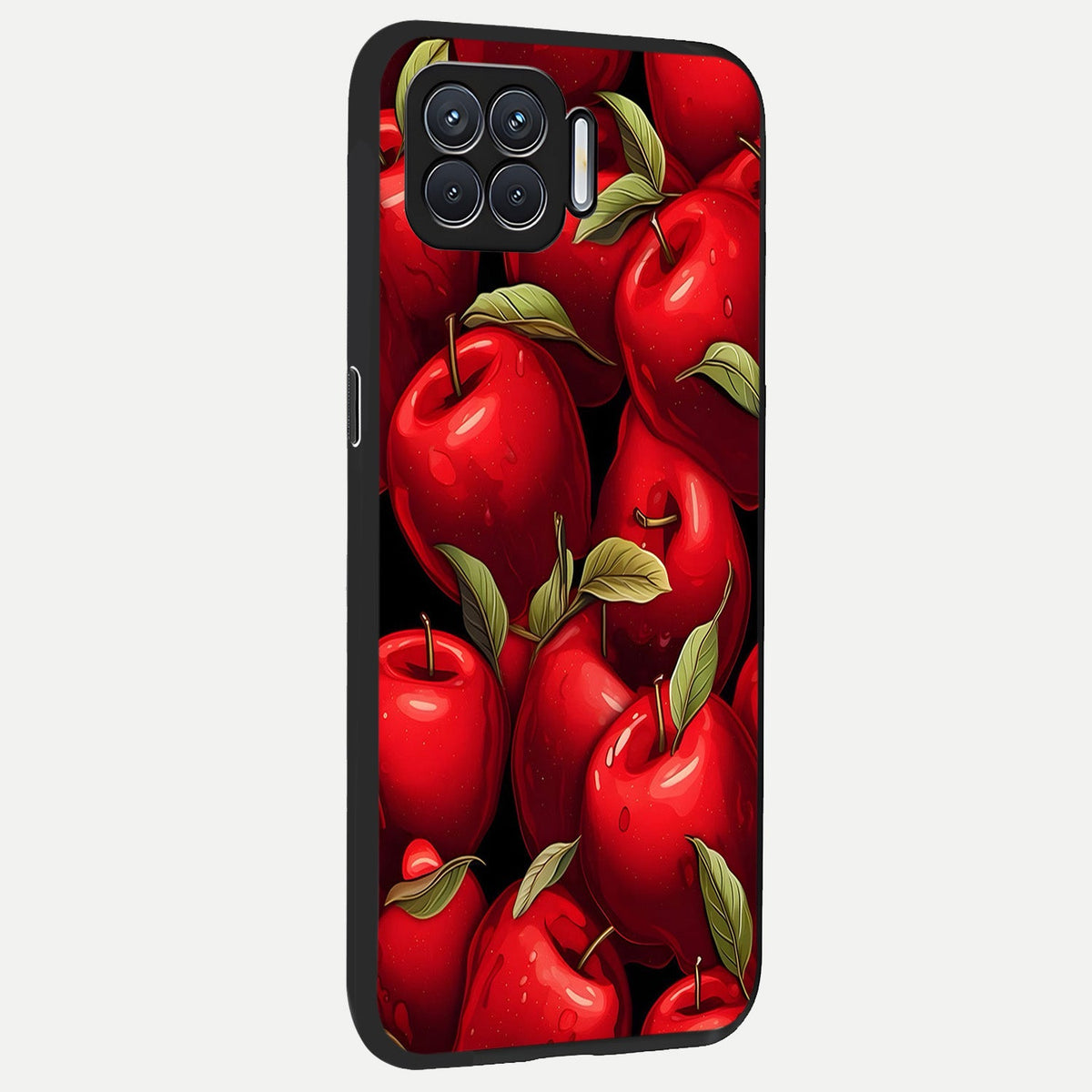  Apple Pattern back cover For Oppo F17 slim fit glass case with vibrant aesthetic design
