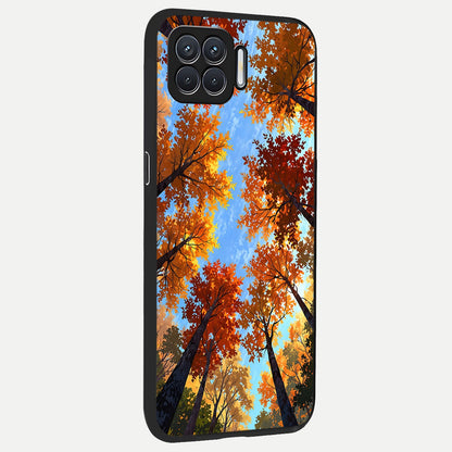  Autumn Sky Rise back cover For Oppo F17 slim fit glass case with vibrant aesthetic design