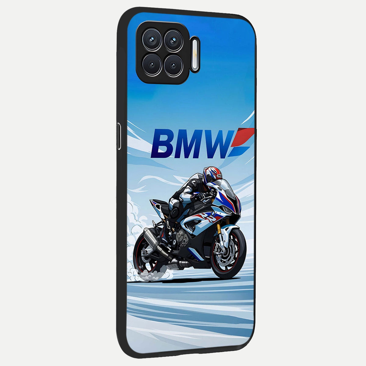  BMW Power Drift back cover For Oppo F17 slim fit glass case with vibrant aesthetic design