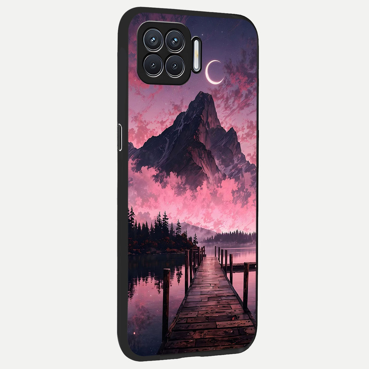  Beautiful Mountain View back cover For Oppo F17 slim fit glass case with vibrant aesthetic design