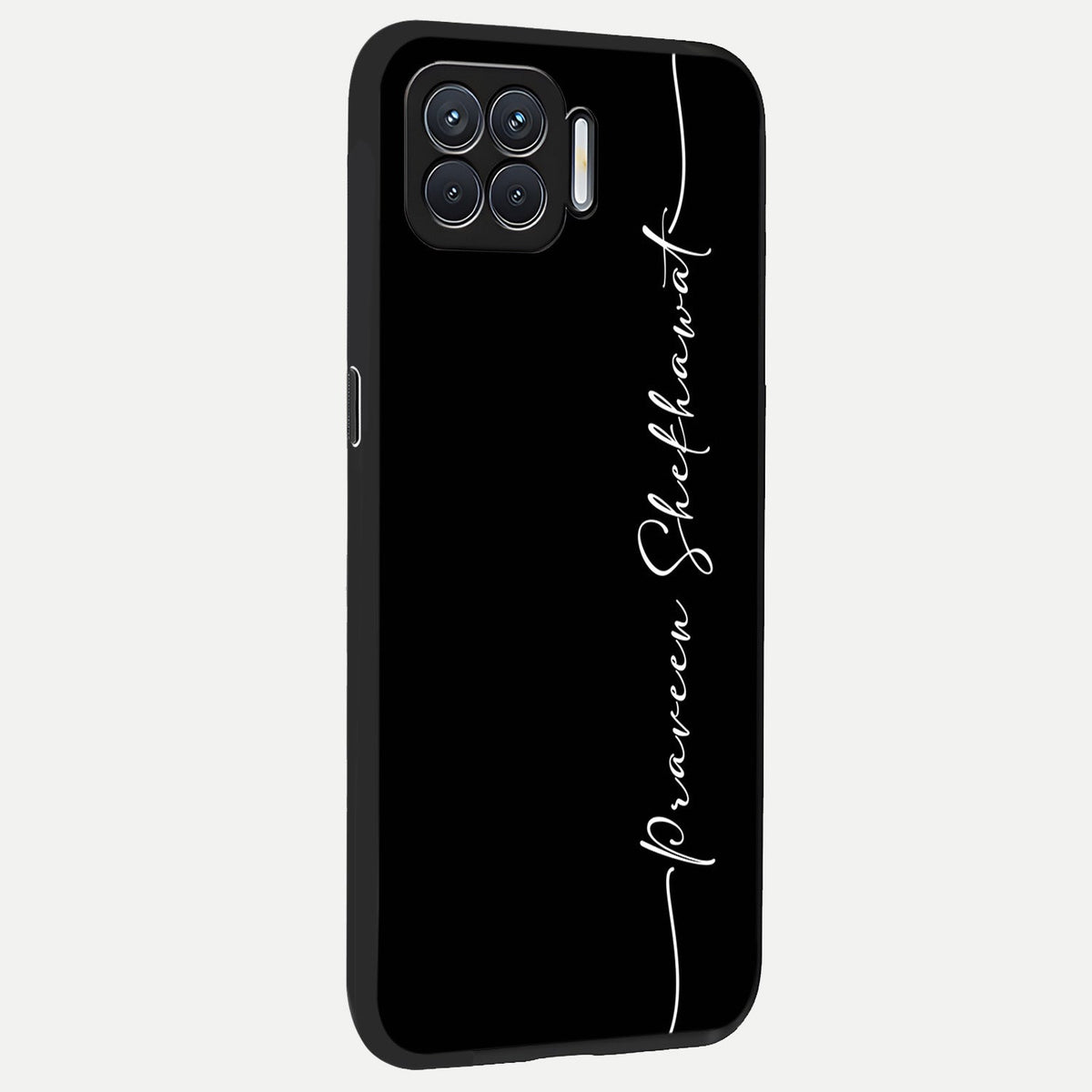 Black Tune Custom Name back cover For Oppo F17 slim fit glass case with vibrant aesthetic design