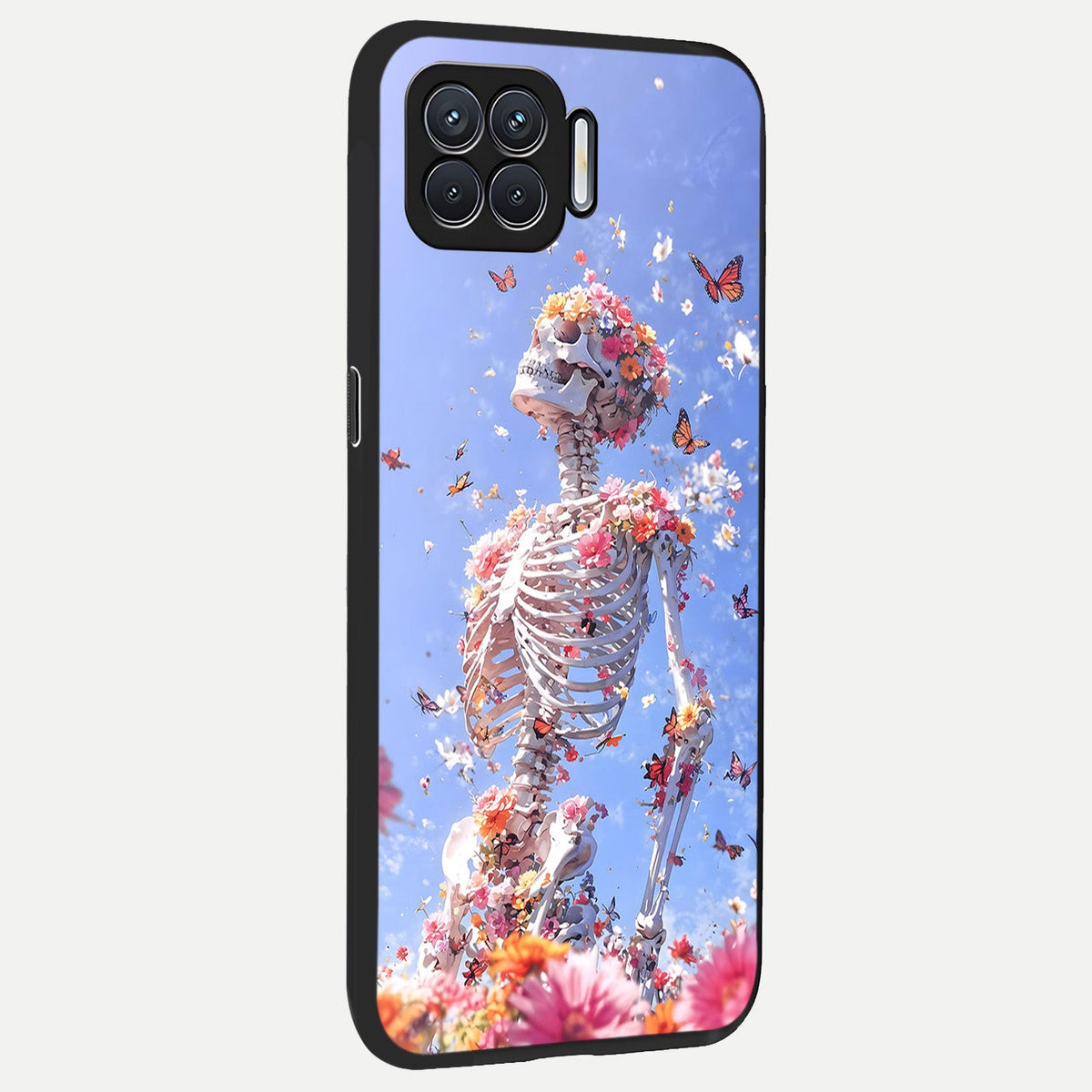  Bloom Beyond Bones back cover For Oppo F17 slim fit glass case with vibrant aesthetic design