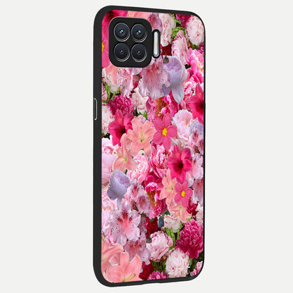  Bloom Crush Fantasy back cover For Oppo F17 slim fit glass case with vibrant aesthetic design