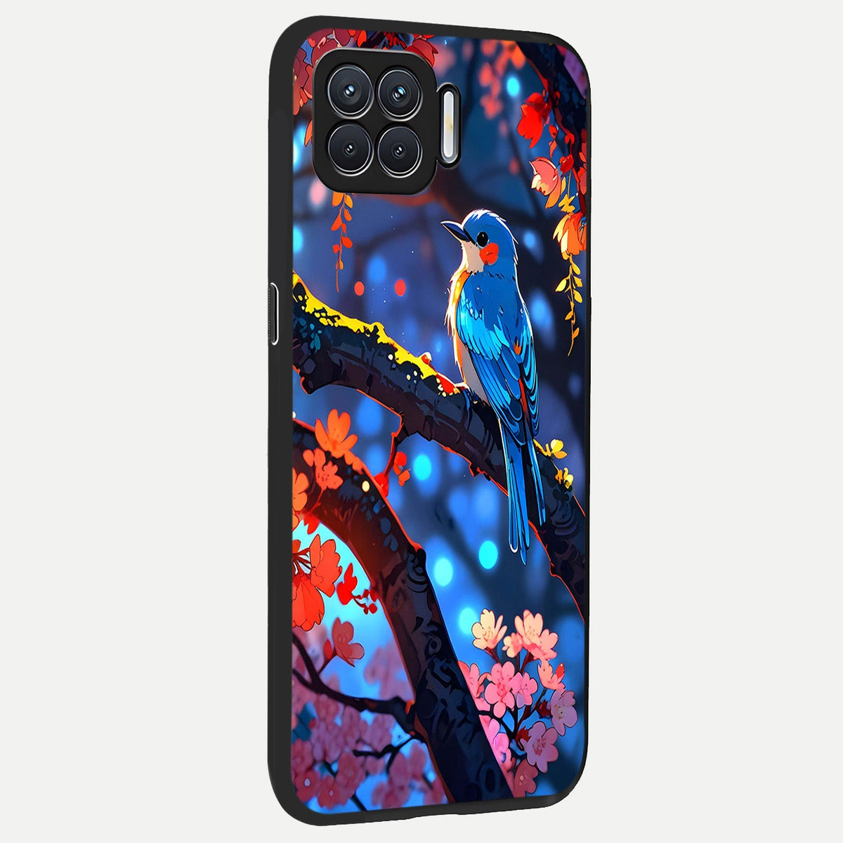  Blooming Water Drift back cover For Oppo F17 slim fit glass case with vibrant aesthetic design