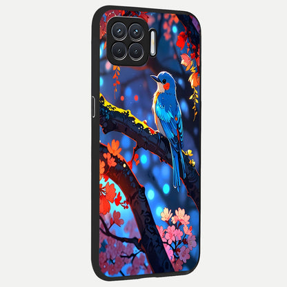  Blooming Water Drift back cover For Oppo F17 slim fit glass case with vibrant aesthetic design
