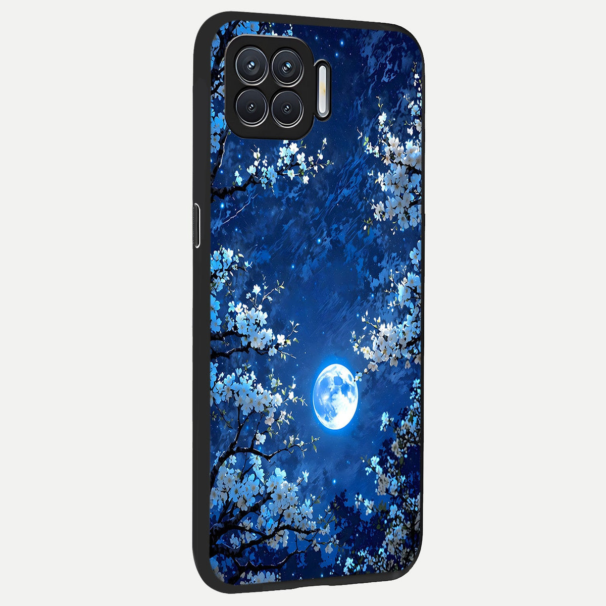  Blossom Moonlight Sky back cover For Oppo F17 slim fit glass case with vibrant aesthetic design