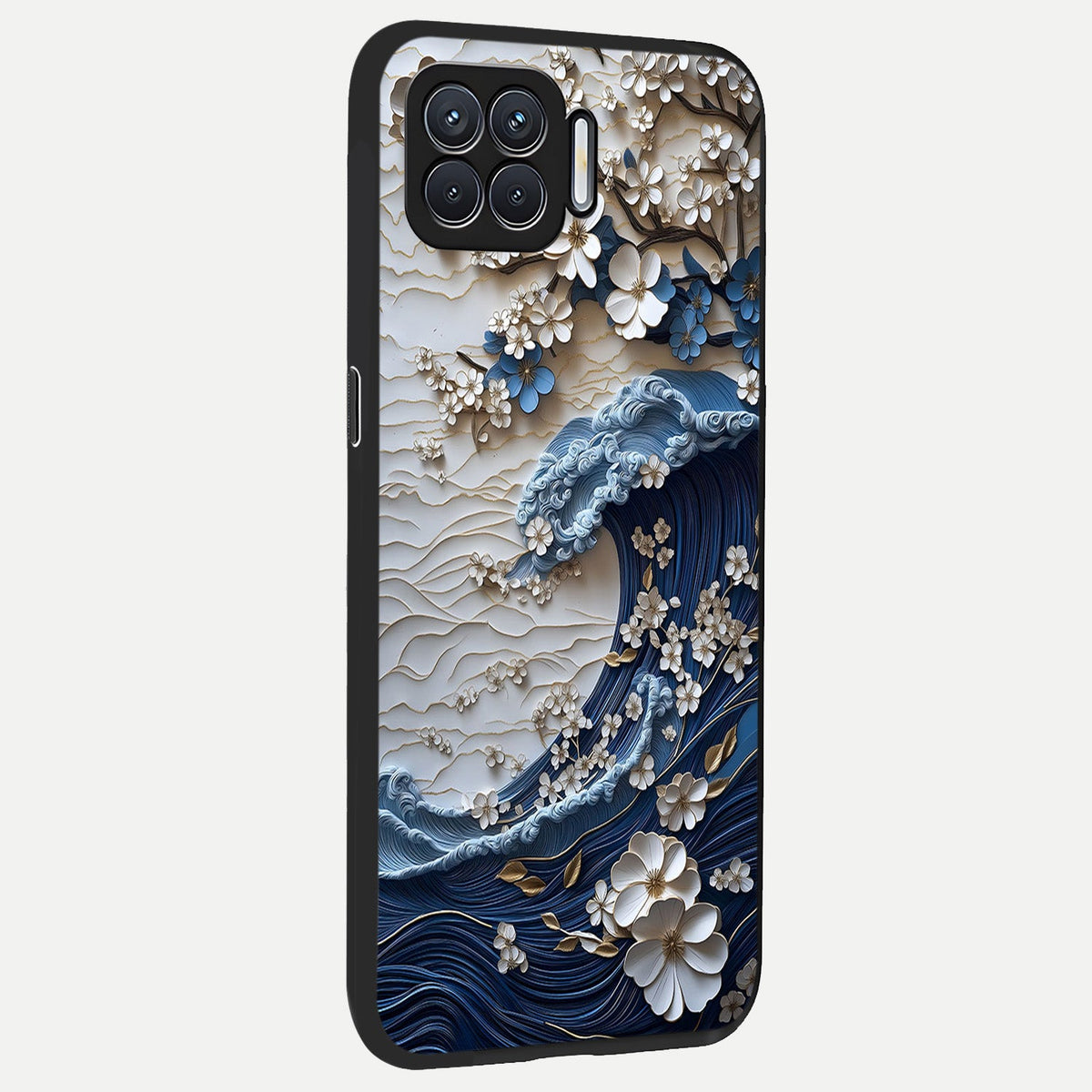  Blossom Wave Art back cover For Oppo F17 slim fit glass case with vibrant aesthetic design