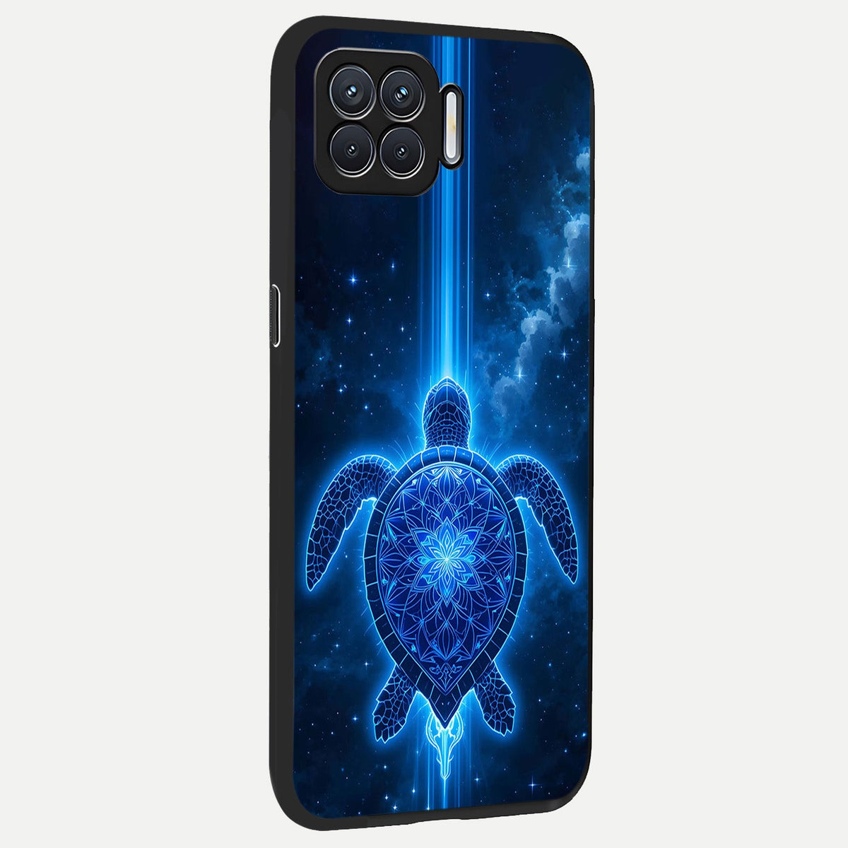  Blue Galaxy Turtle back cover For Oppo F17 slim fit glass case with vibrant aesthetic design