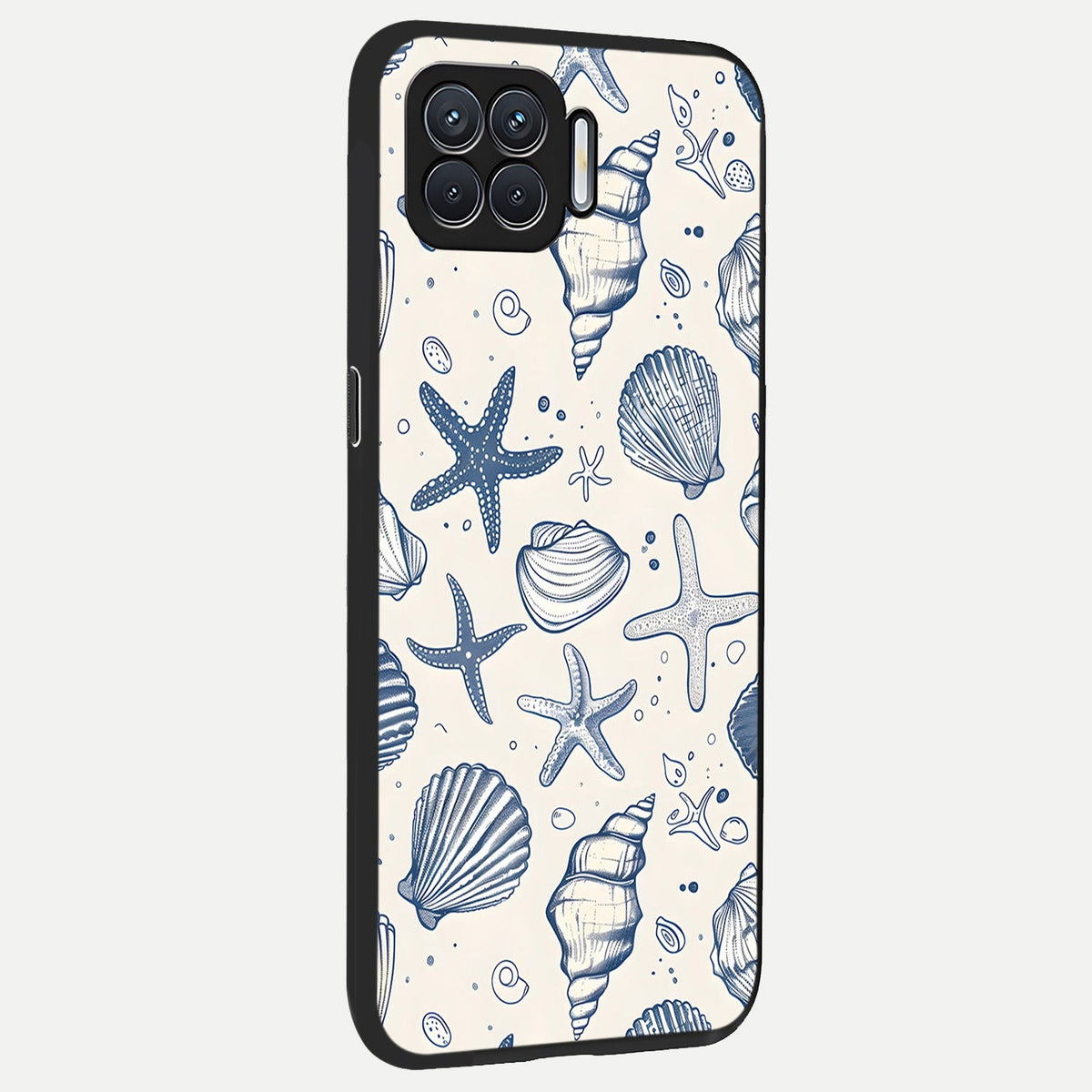  Blue Ocean Outline back cover For Oppo F17 slim fit glass case with vibrant aesthetic design