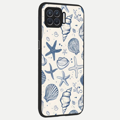  Blue Ocean Outline back cover For Oppo F17 slim fit glass case with vibrant aesthetic design