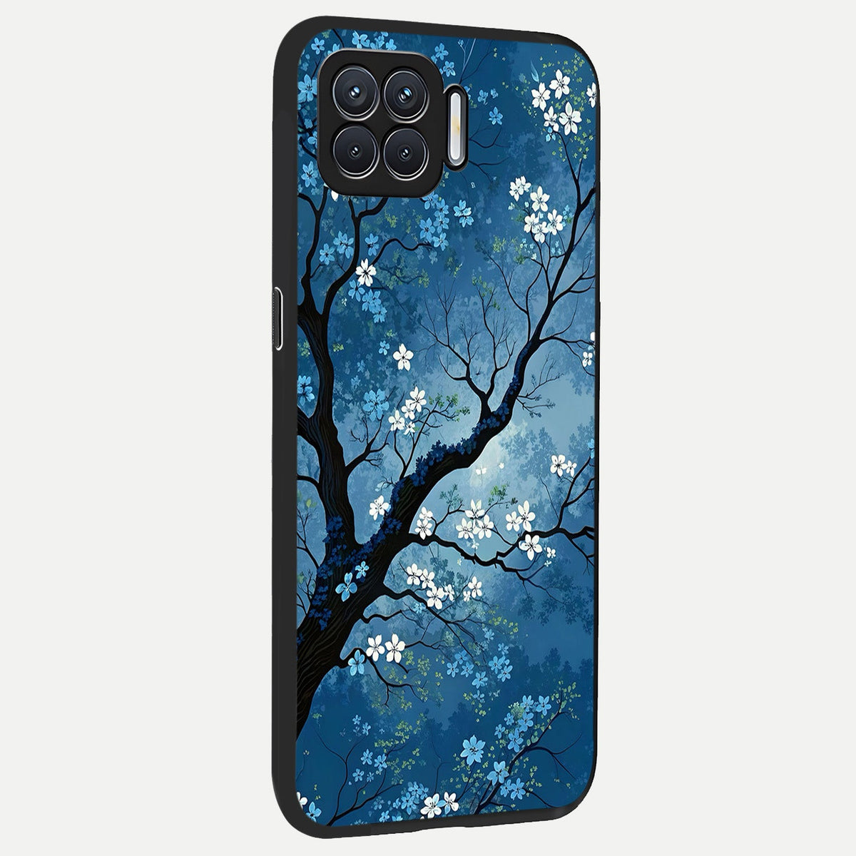  Blue Tree Serenity back cover For Oppo F17 slim fit glass case with vibrant aesthetic design