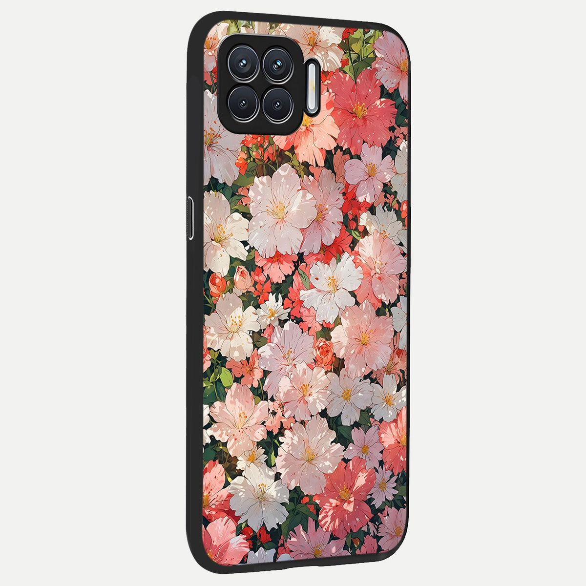  Blush Bloom Field back cover For Oppo F17 slim fit glass case with vibrant aesthetic design
