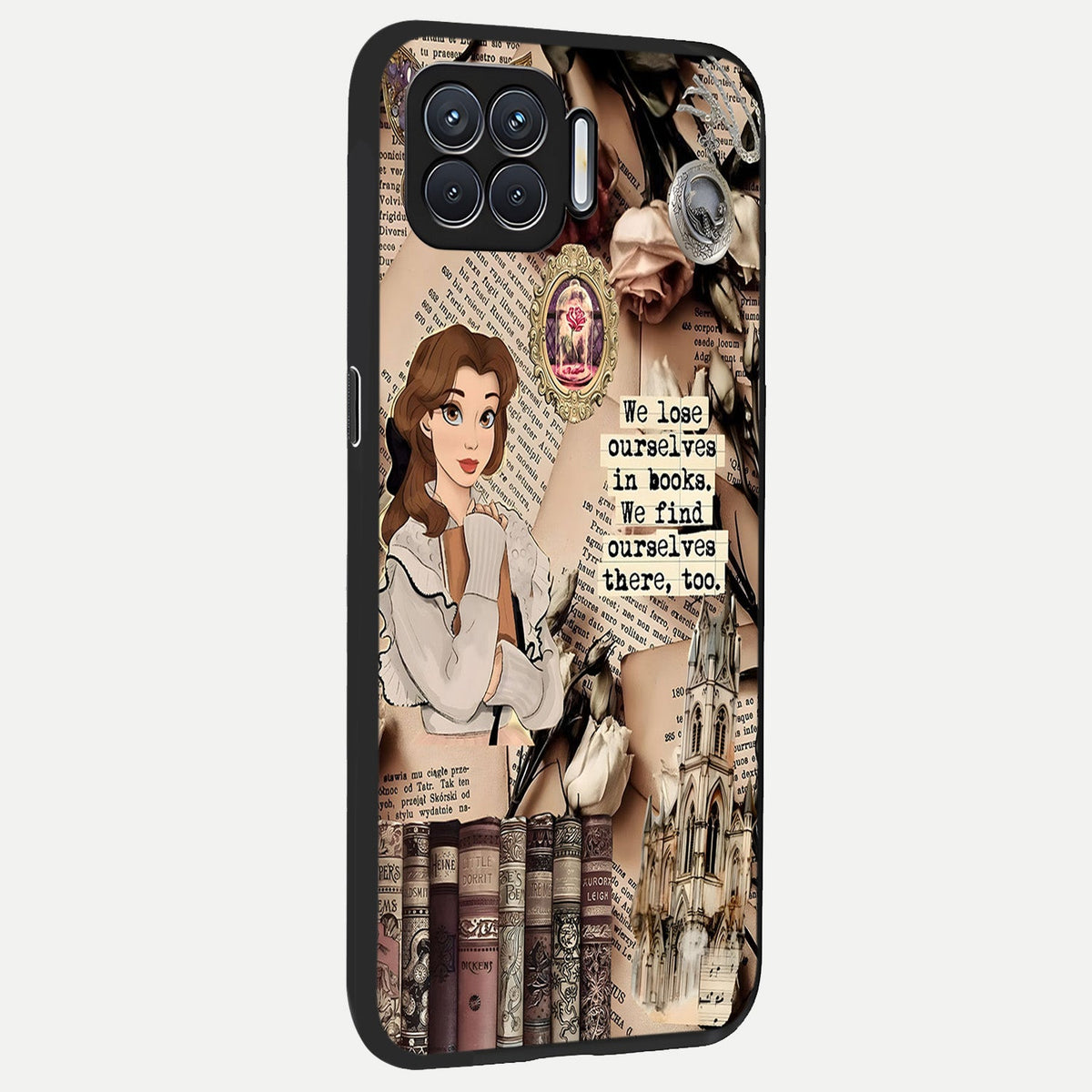  Bookish Dream World back cover For Oppo F17 slim fit glass case with vibrant aesthetic design