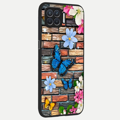  Brick Bloom Flight back cover For Oppo F17 slim fit glass case with vibrant aesthetic design