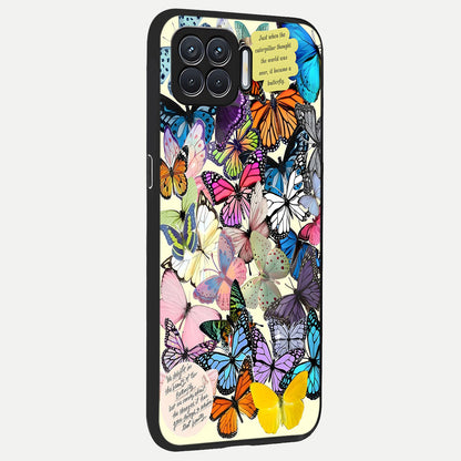  Butterflies Petal Dream back cover For Oppo F17 slim fit glass case with vibrant aesthetic design