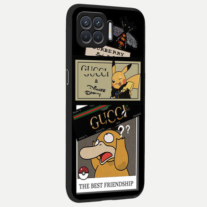  Cartoon Brand Play Mashup back cover For Oppo F17 slim fit glass case with vibrant aesthetic design