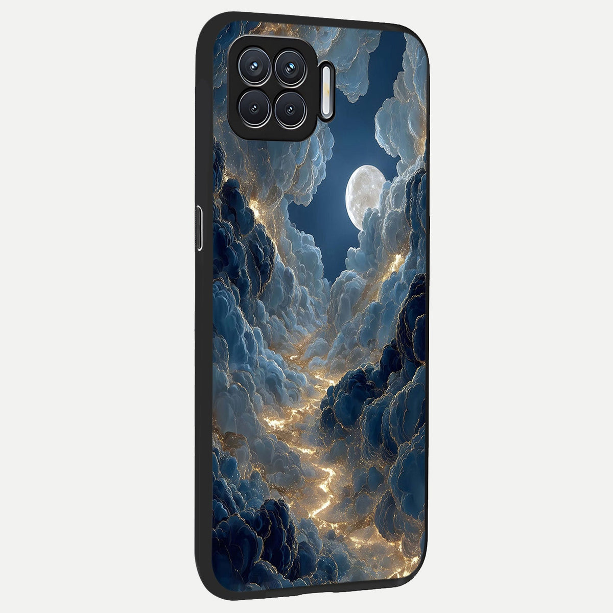  Celestial Cloud Road back cover For Oppo F17 slim fit glass case with vibrant aesthetic design