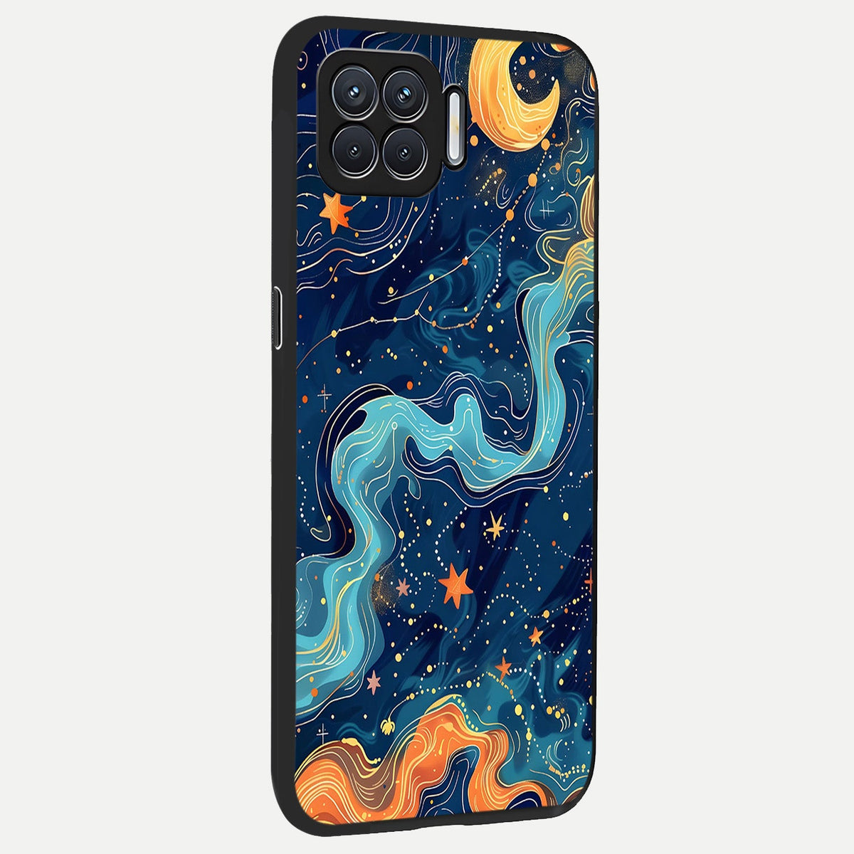  Celestial Dream Flow back cover For Oppo F17 slim fit glass case with vibrant aesthetic design