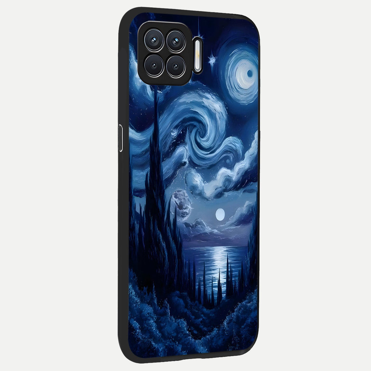  Celestial Dream Van Gogh back cover For Oppo F17 slim fit glass case with vibrant aesthetic design