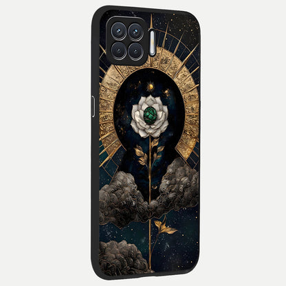  Celestial Lotus Morang back cover For Oppo F17 slim fit glass case with vibrant aesthetic design