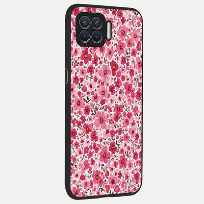  Cherry Blossom Charm back cover For Oppo F17 slim fit glass case with vibrant aesthetic design