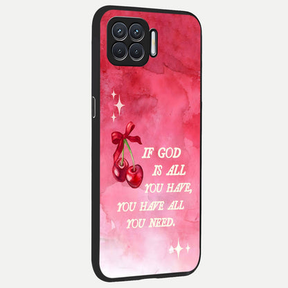  Cherry Quote back cover For Oppo F17 slim fit glass case with vibrant aesthetic design