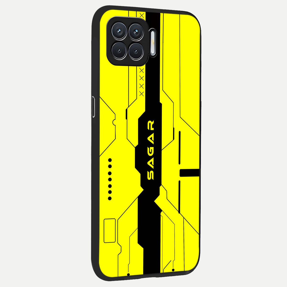  Circuit CYBERPUNK Custom Name back cover For Oppo F17 slim fit glass case with vibrant aesthetic design