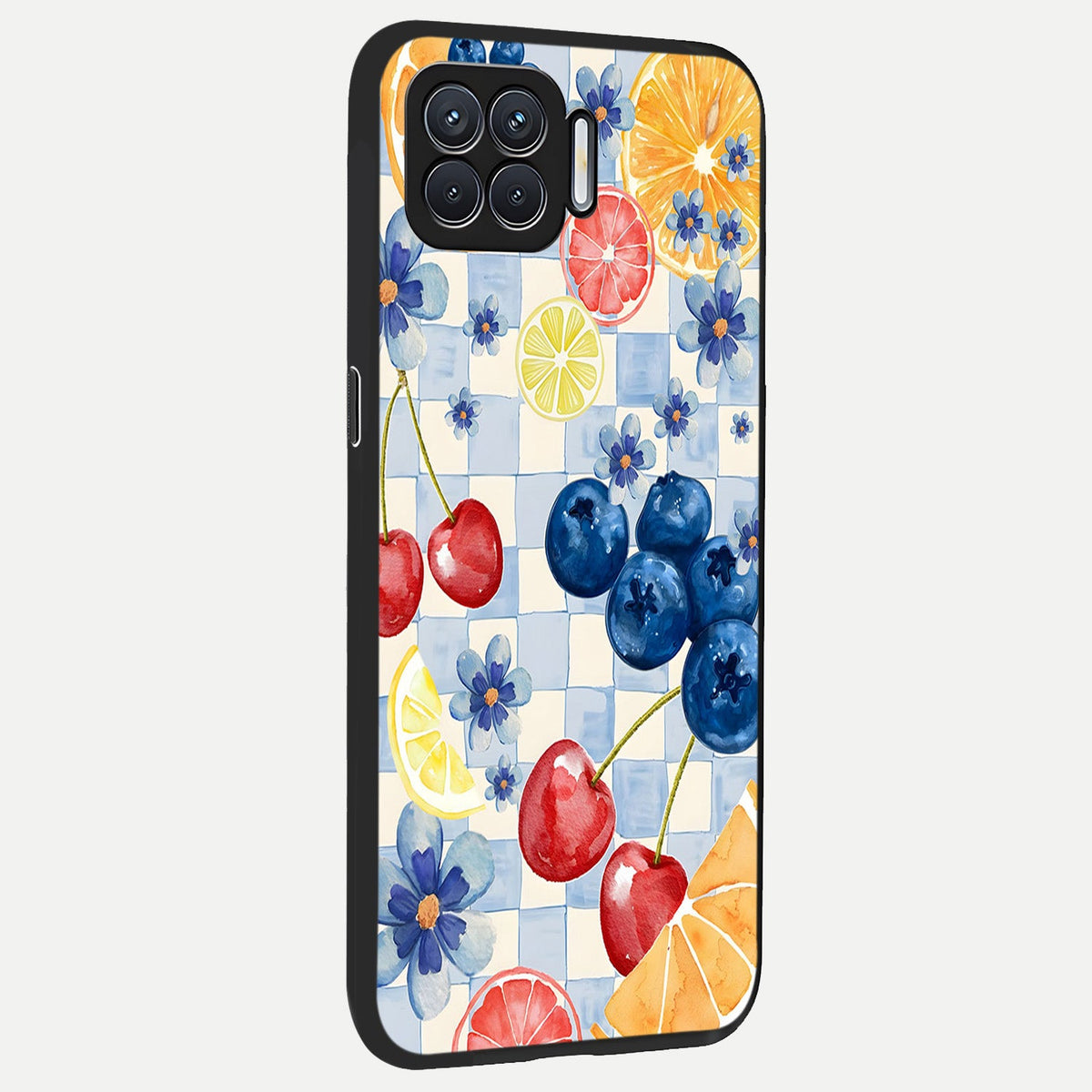  Citrus Bloom Joy back cover For Oppo F17 slim fit glass case with vibrant aesthetic design