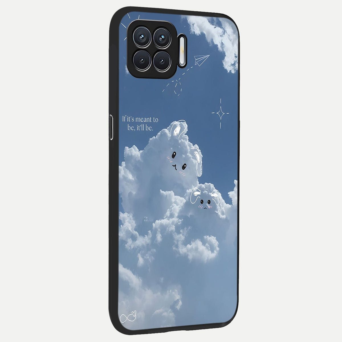  Cloud Bunny Dreams back cover For Oppo F17 slim fit glass case with vibrant aesthetic design