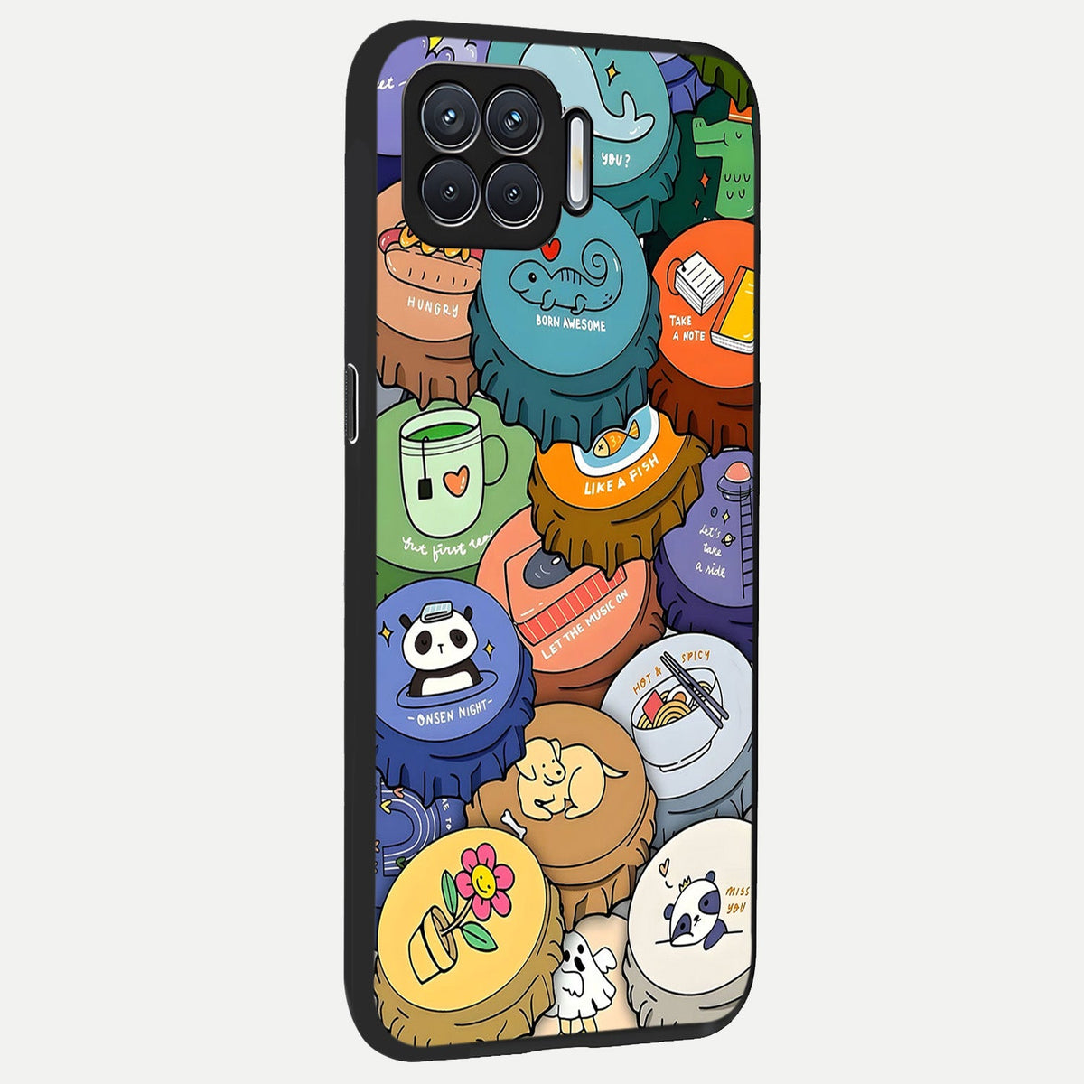  Coins Patterns back cover For Oppo F17 slim fit glass case with vibrant aesthetic design