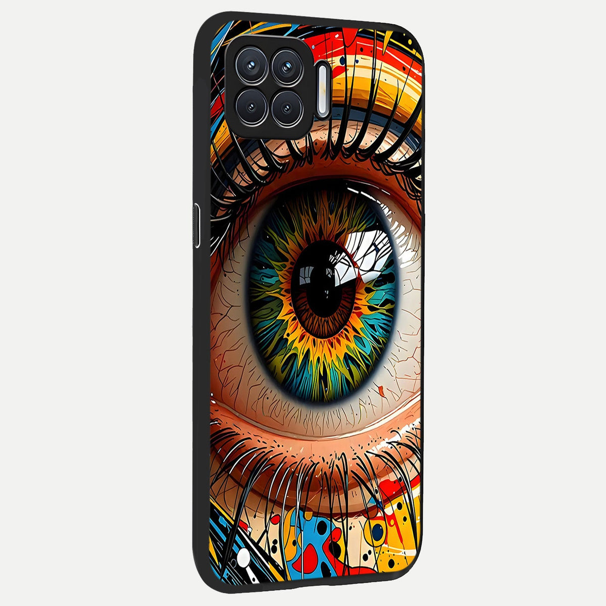  Colorful Eye back cover For Oppo F17 slim fit glass case with vibrant aesthetic design