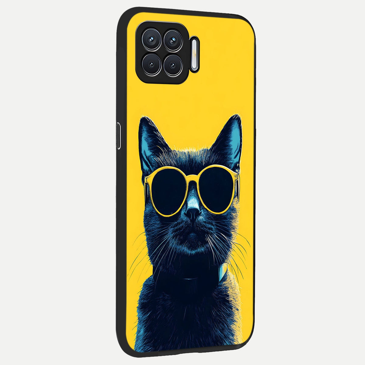  Cool Cat Vibes back cover For Oppo F17 slim fit glass case with vibrant aesthetic design