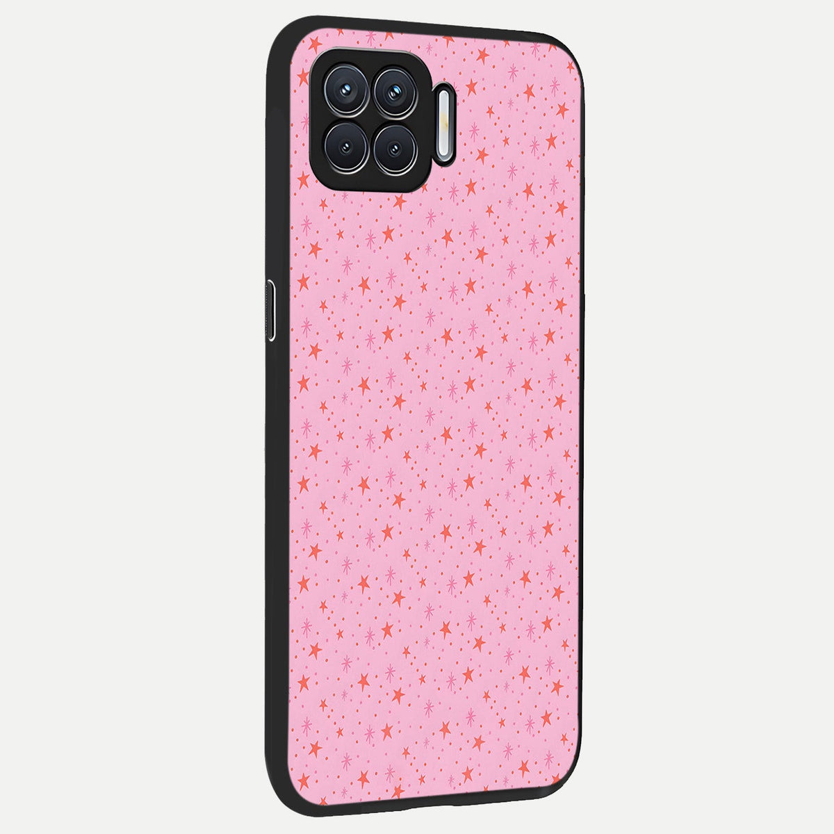  Cosmic Pink Sparkle back cover For Oppo F17 slim fit glass case with vibrant aesthetic design