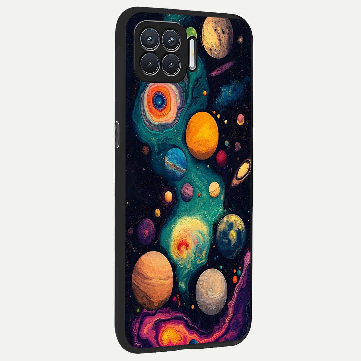  Cosmic Planet Journey back cover For Oppo F17 slim fit glass case with vibrant aesthetic design