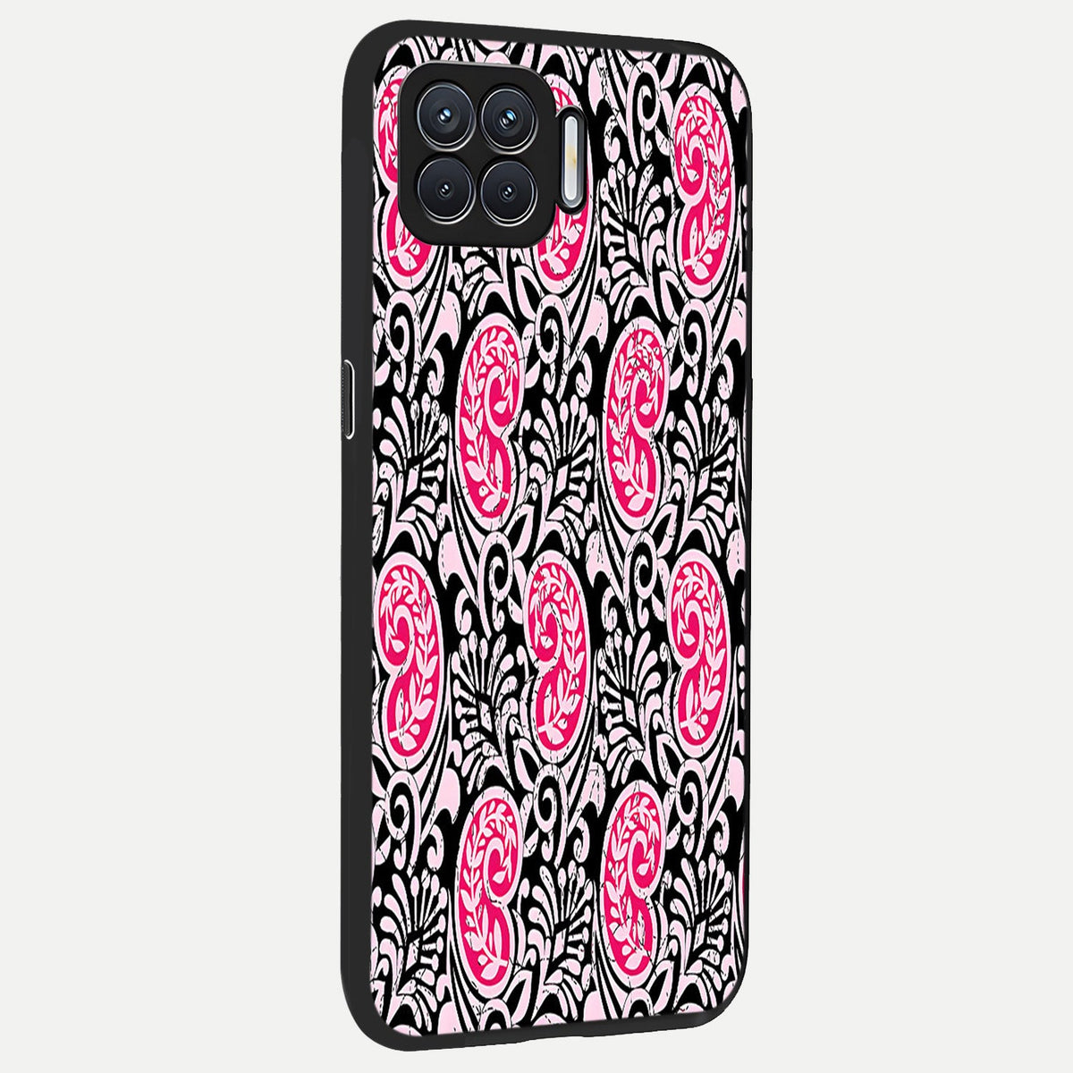  Crimson Paisley Charm back cover For Oppo F17 slim fit glass case with vibrant aesthetic design